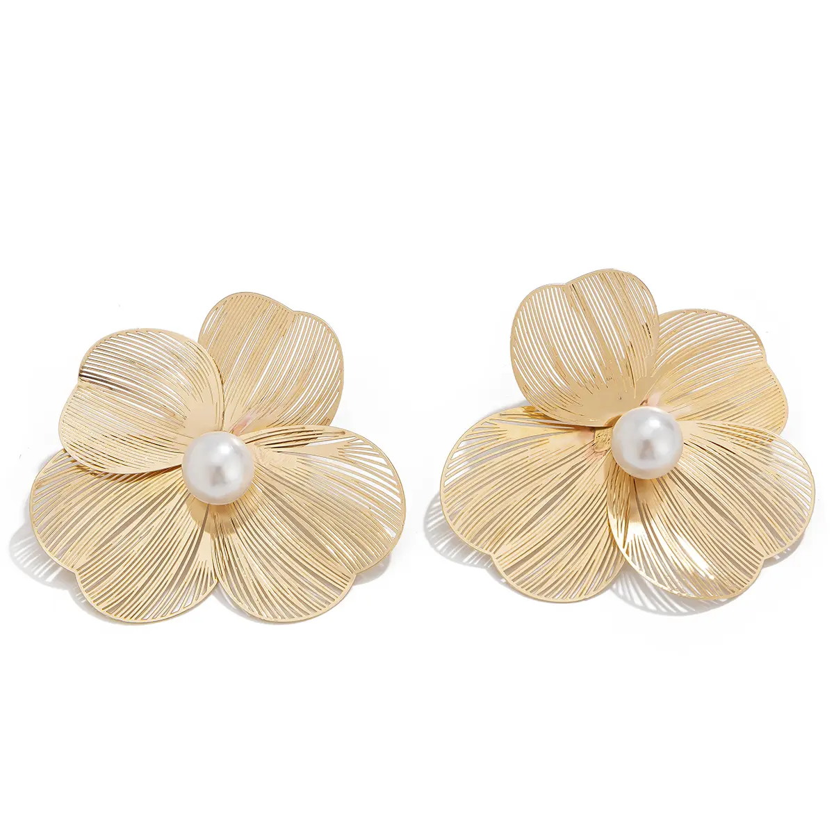 Ingemark Punk Vintage Metal Petal Flower Stud Earrings Women Girls Trend 2024 Goth Geometric Piercing Earring Jewelry Steampunk