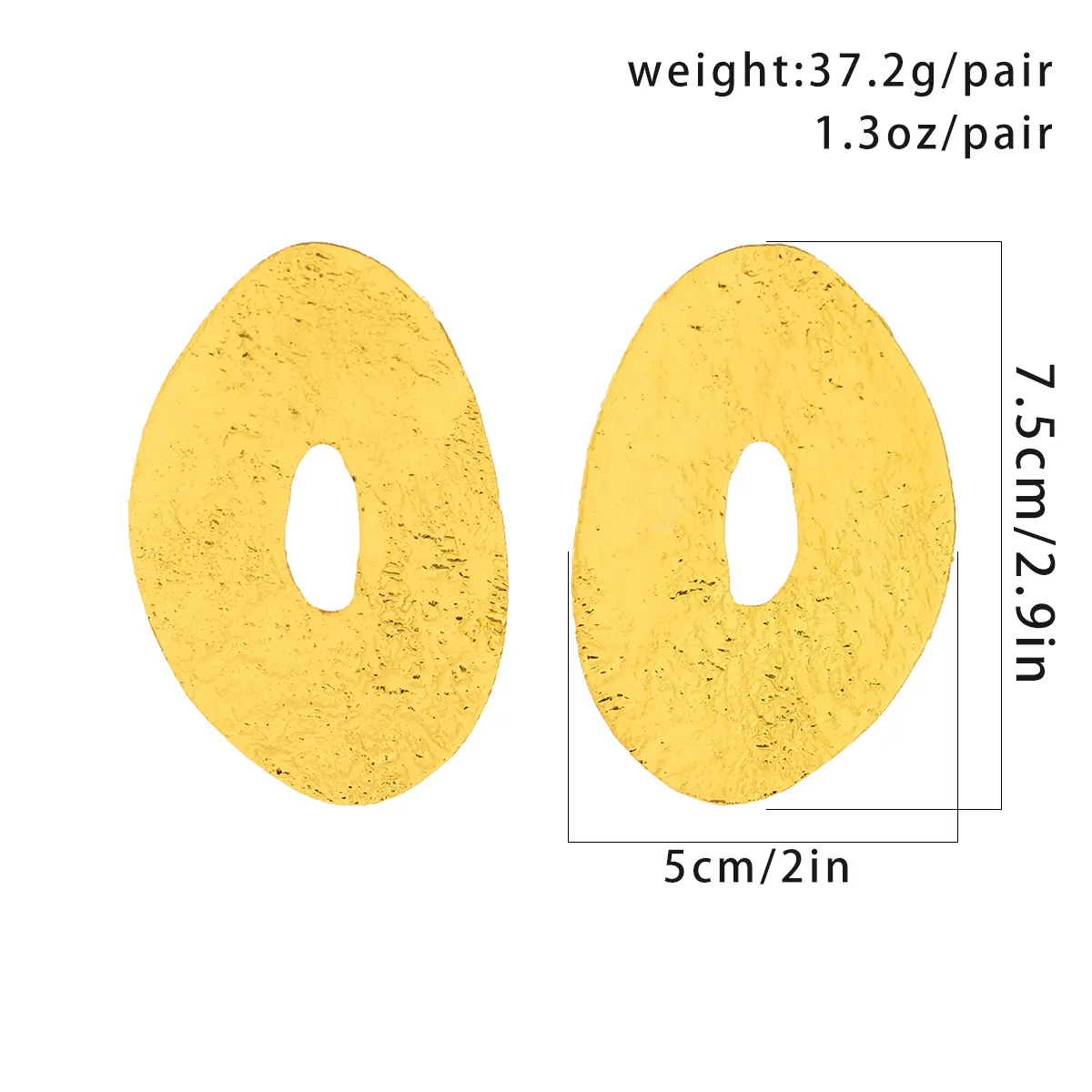 Ingemark 1Pair Exaggerated Large Irregular Ellipse Stud Earrings for Women Trendy Vintage Gold Color Geometric Earrings Jewelry