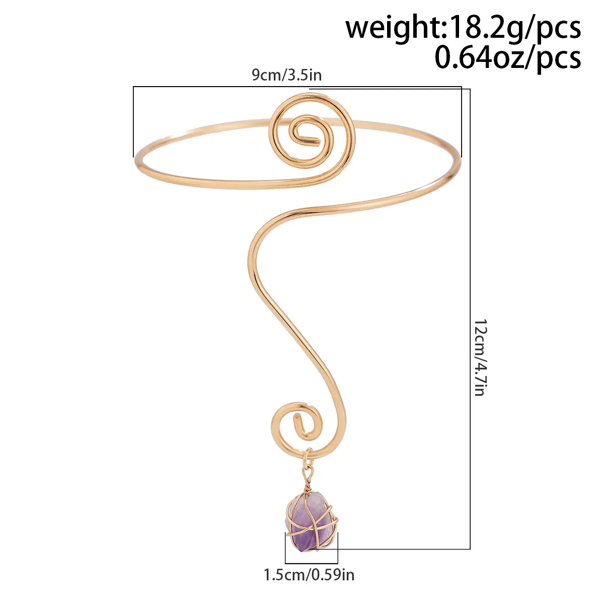 Ingemark Creative Water Drop Stone Pendant Open Cuff Bangles for Women Wed Bridal Goth Geometric Arm Bracelet Aesthetic Jewelry