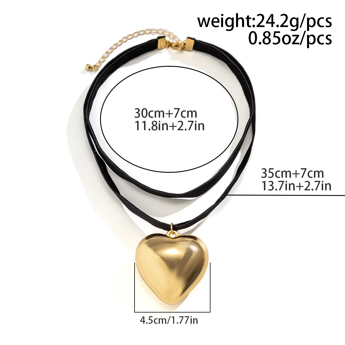 Exaggerated Oversized Love Heart Pendant Short Choker Necklace for Women Multilayer Goth Black Velvet Clavicle Chain Wed Jewelry