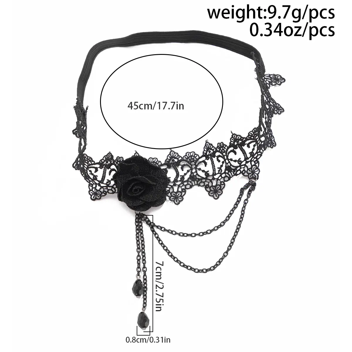 Ingemark Goth Big Rose Flower Elastic Band Leg Thigh Chain for Women Wed Bridal Tassel Link Body Jewelry Halloween Accessories