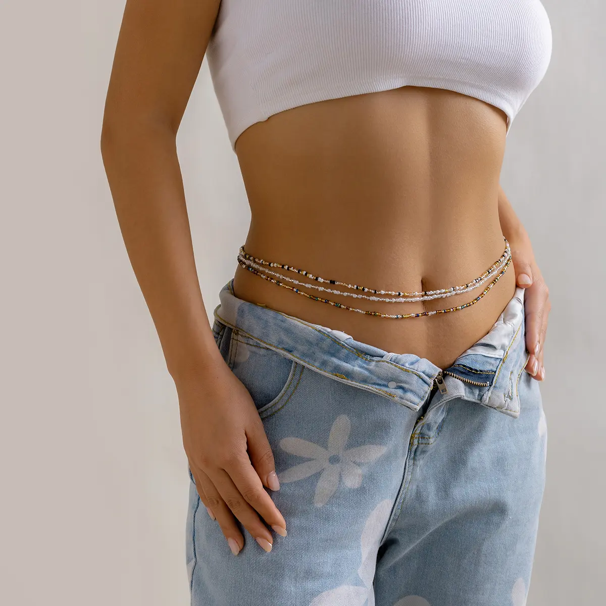 Ingemark 3Pcs Bohemia Waist Bead Belly Belt Chains for Women Wed Bridal Sexy Summer Bikini Elastic Body Jewelry Y2K Accessories