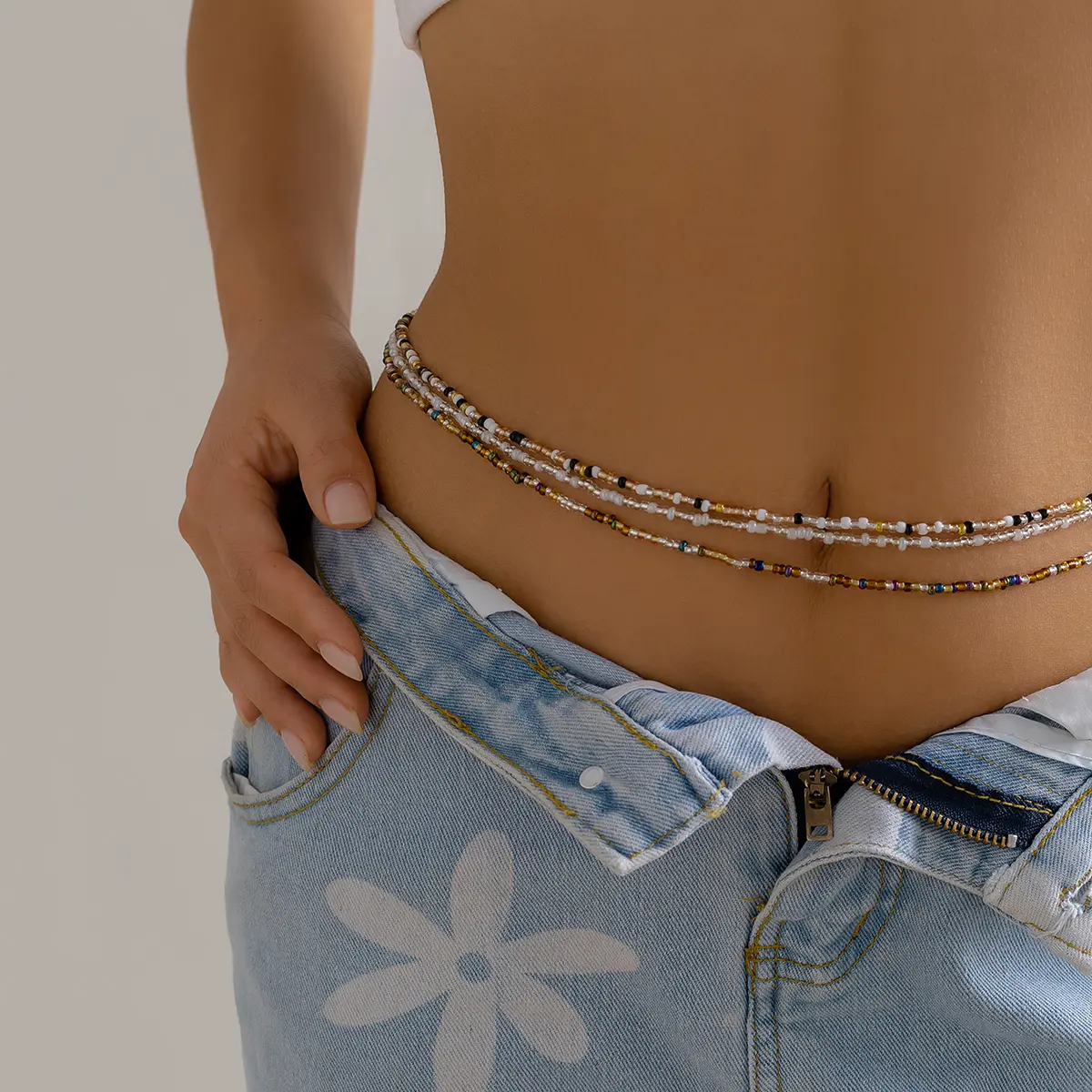 Ingemark 3Pcs Bohemia Waist Bead Belly Belt Chains for Women Wed Bridal Sexy Summer Bikini Elastic Body Jewelry Y2K Accessories