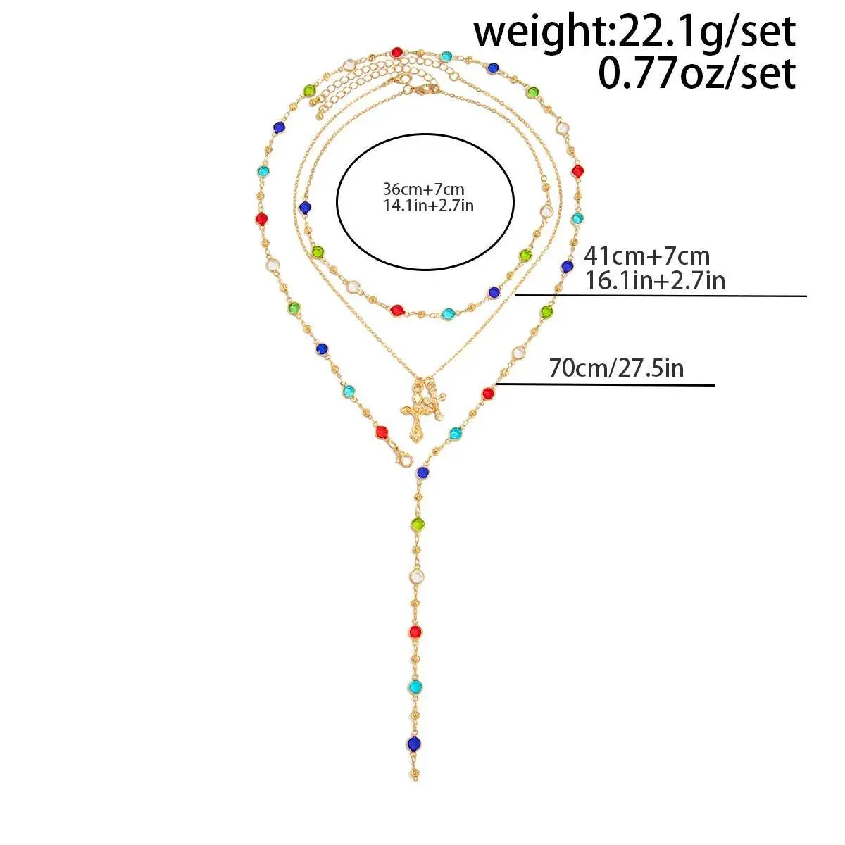 Ingemark 3Pcs/Set Y2K Boho Crystal Tassel Chain Necklace Women Collares New Trend Goth Cross Pendant Choker Party Jewelry Gift