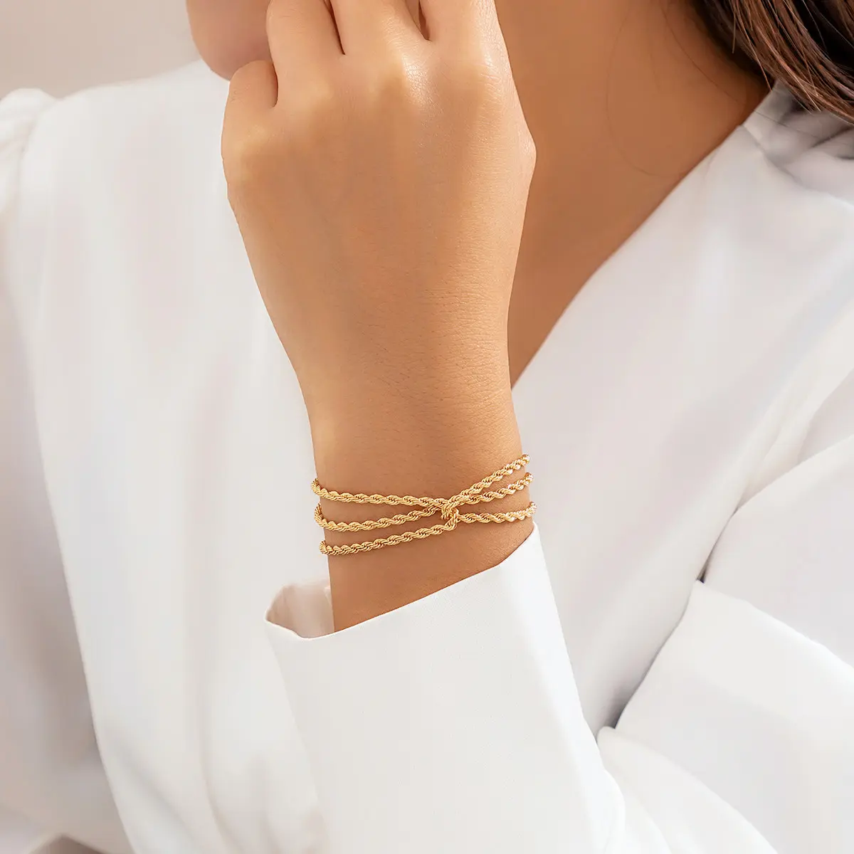 Ingemark Multilayer Twisted Rope Chain Bracelet for Woman Hip Hop Punk Beads Link Charm Bangles Couple Friends Hand Jewelry Gift