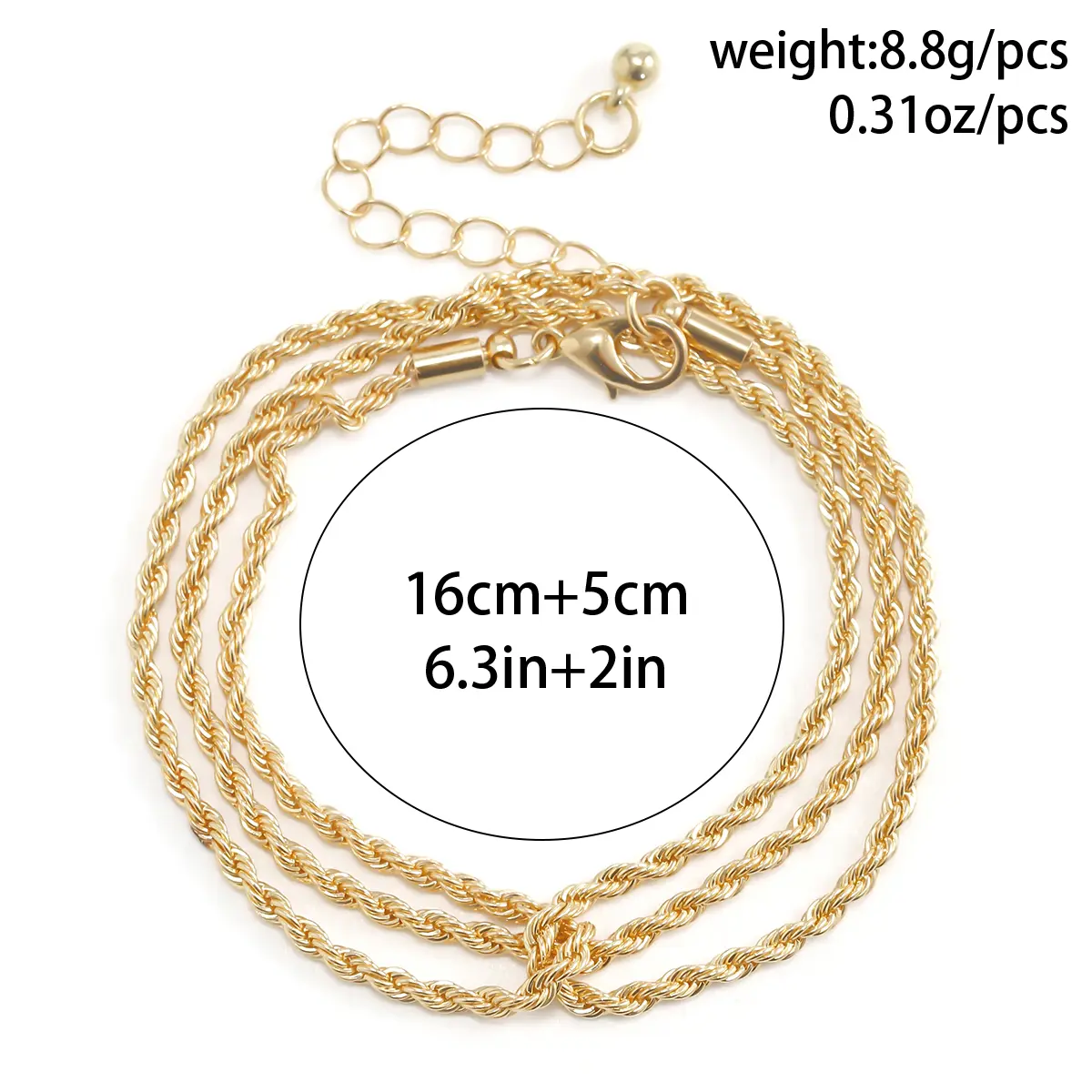Ingemark Multilayer Twisted Rope Chain Bracelet for Woman Hip Hop Punk Beads Link Charm Bangles Couple Friends Hand Jewelry Gift