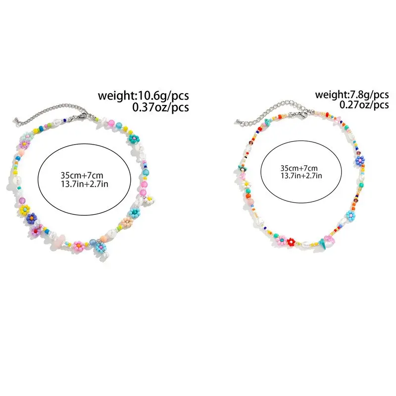 Boho Simple Beads Imitation Pearl Choker Necklace Women Men Vintage Stainless Steel Handmade Chain Aesthetic Y2K Jewelry Gift