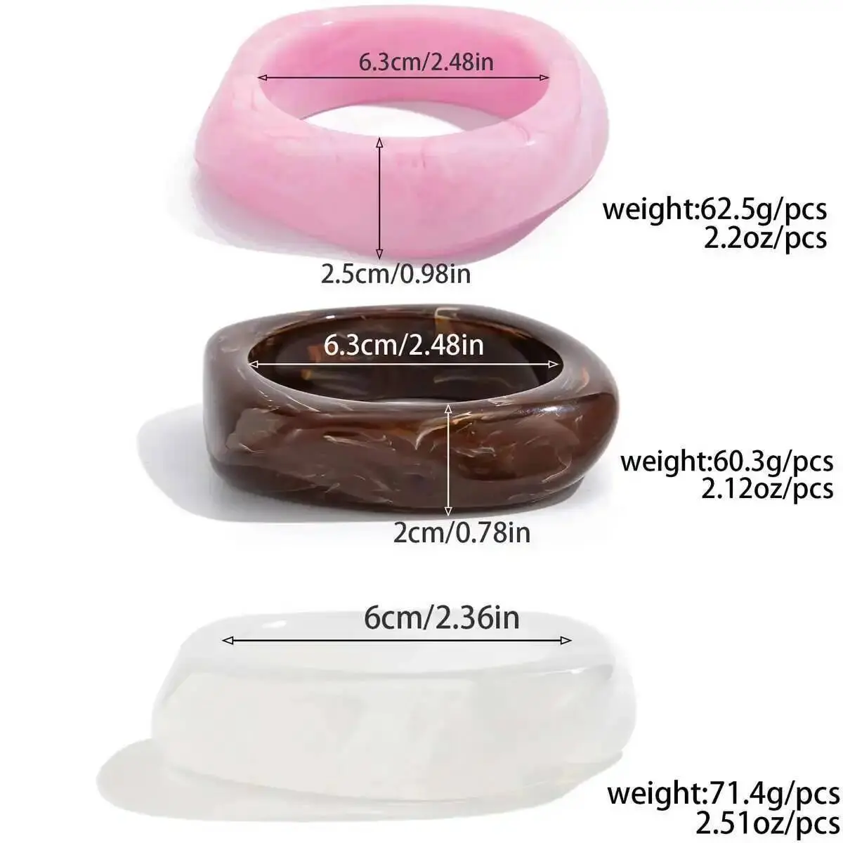 Ingemark Y2K Boho Irregular Resin Plastic Bangles for Women New Trend 2025 Goth Geometric Wide Bracelet Daily Party Hand Jewelry