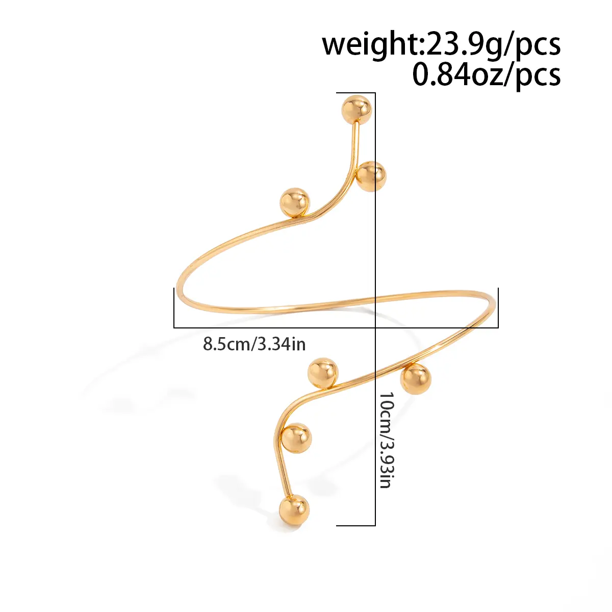Ingemark Minimalism Beads Upper Open Arm Bracelet for Women New Trend Vintage Geometric Gold Color Adjustable Bangles Jewelry