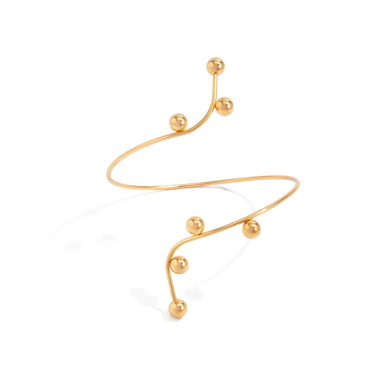 Ingemark Minimalism Beads Upper Open Arm Bracelet for Women New Trend Vintage Geometric Gold Color Adjustable Bangles Jewelry