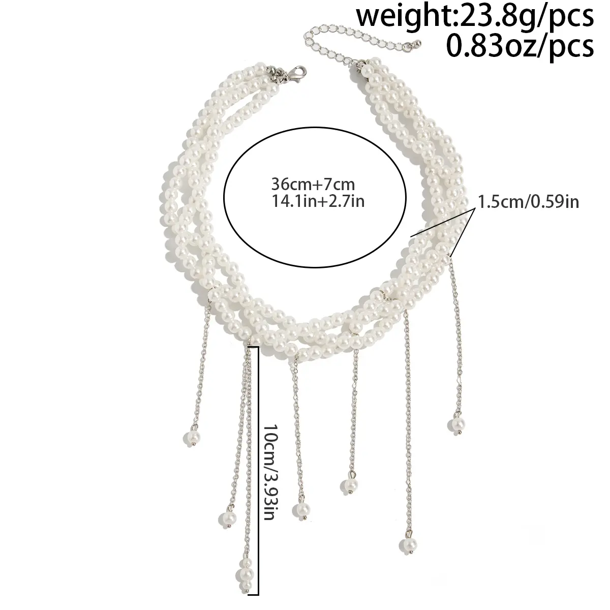 Ingemark Elegant Multilayer Imitation Pearl Choker Necklace For Women Vintage Creative Tassel Pendant Necklace Wedding Jewelry
