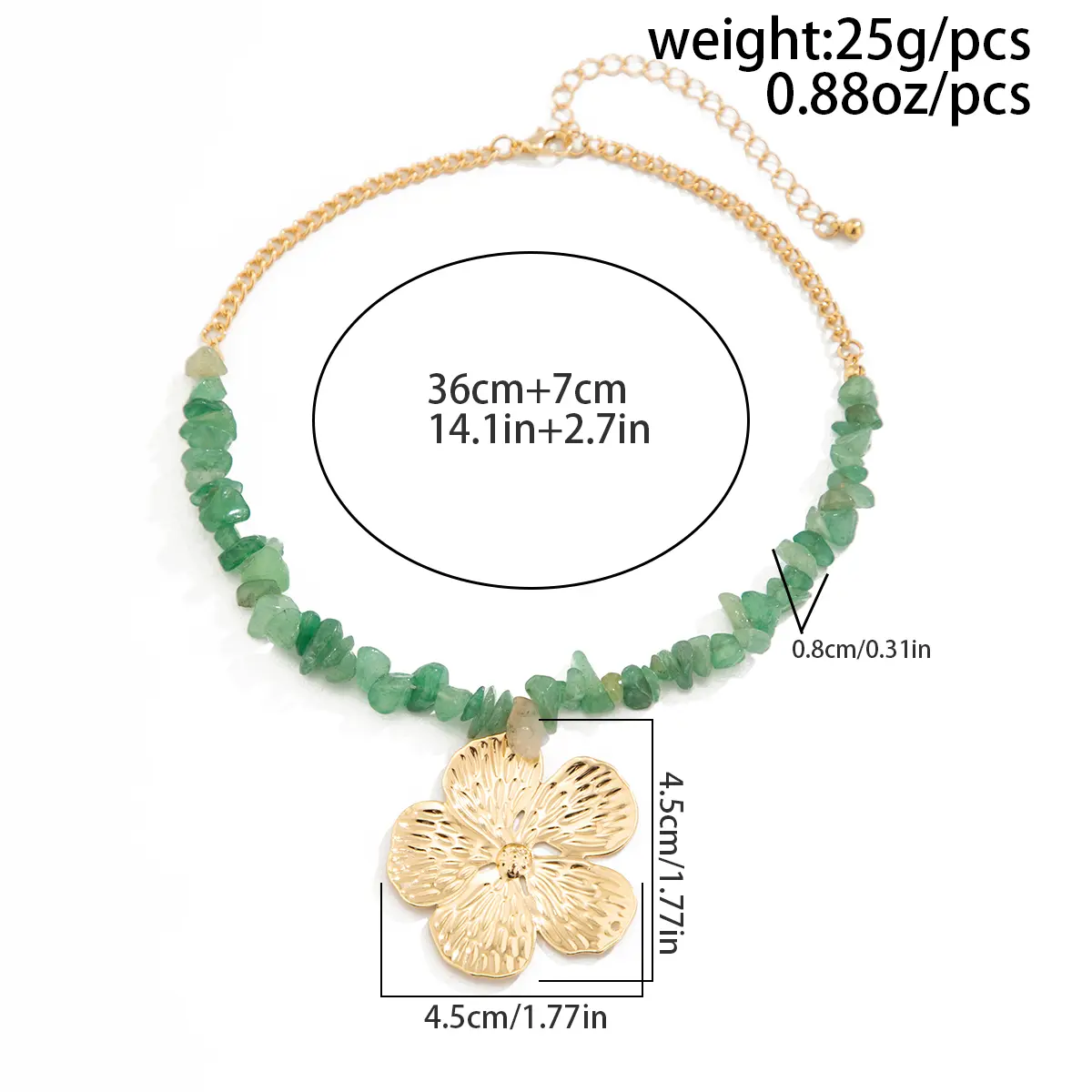 Ingemark Bohemian Crushed Stones Chain Big Flower Pendant Necklace Women Exquisite Trendy Summer Beach Club Party Jewelry Gifts