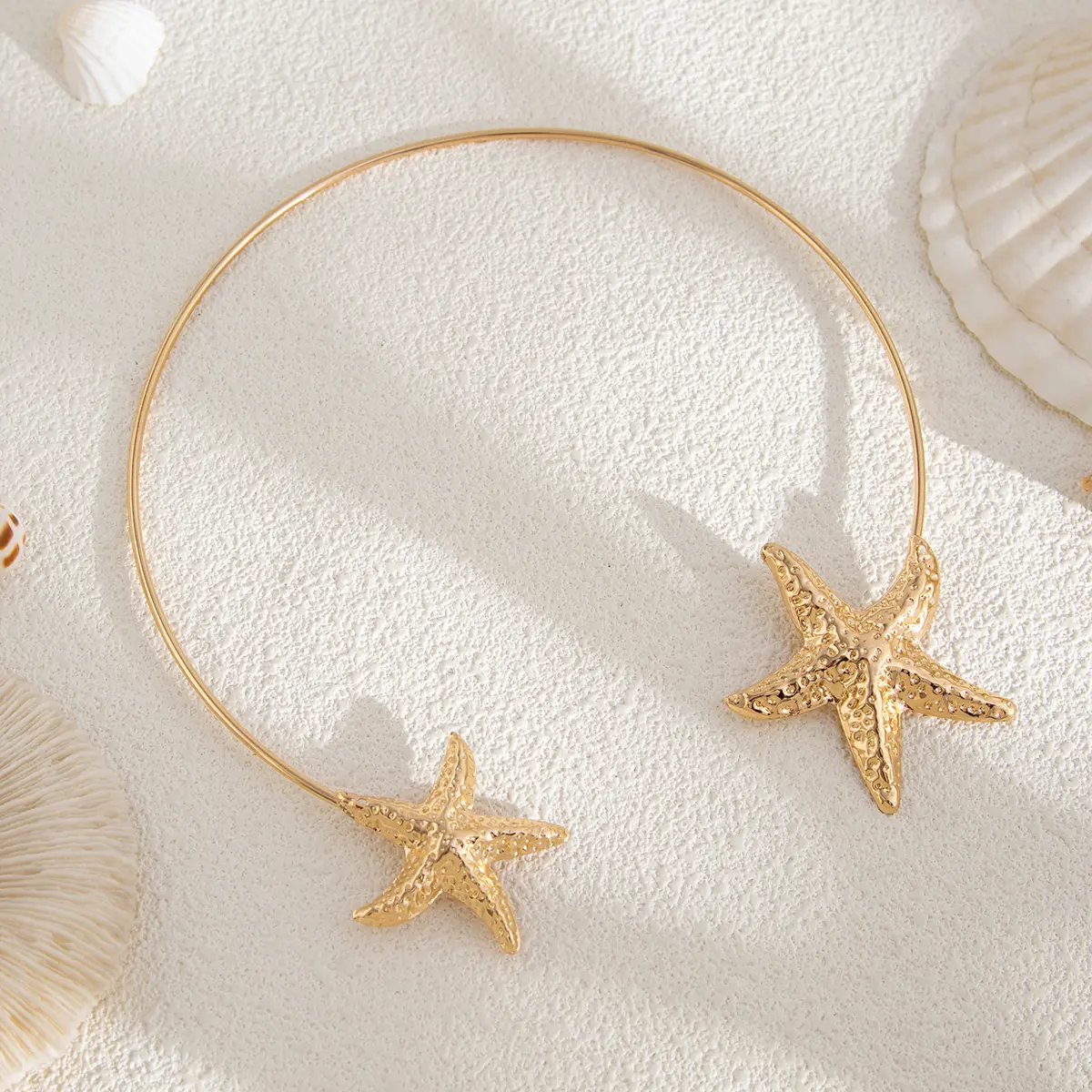 Ingemark Creative Simple Open Torques Necklace for Women Trendy Gold Color Flower Starfish Clavicle Chain Daily Party Jewelry