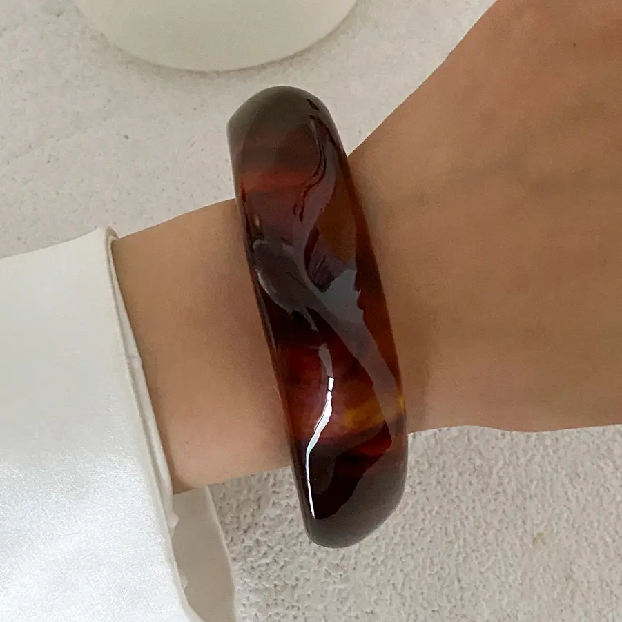 Ingemark 2025 Trendy Stacking Resin Bangles for Women Men Hip Hop Irregular Chunky Cuff Bracelets Charm Accessories Jewelry