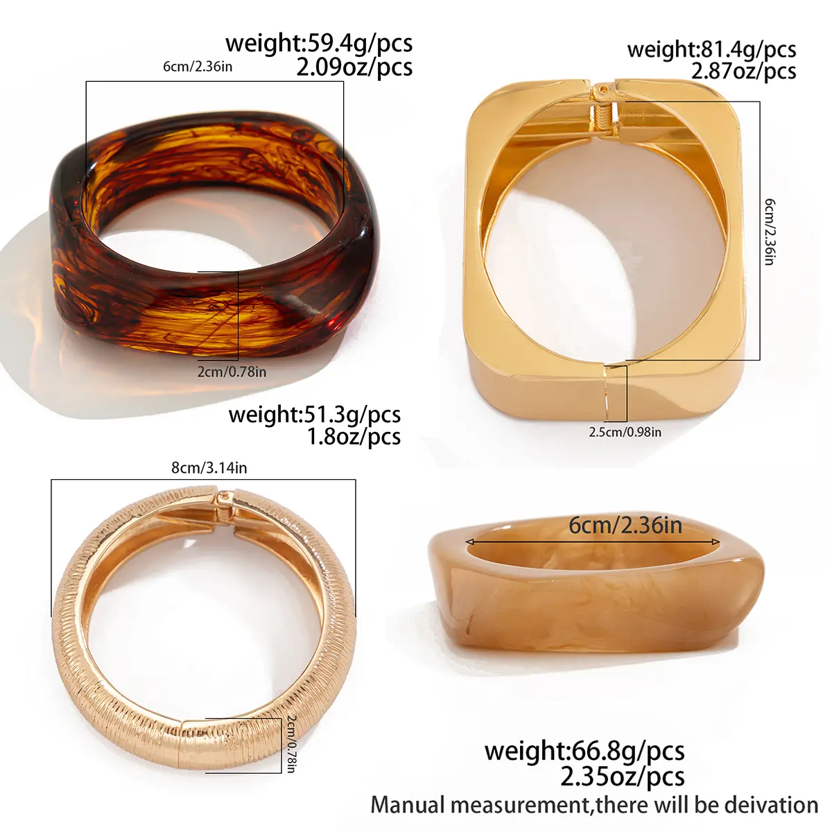 Ingemark 2025 Trendy Stacking Resin Bangles for Women Men Hip Hop Irregular Chunky Cuff Bracelets Charm Accessories Jewelry
