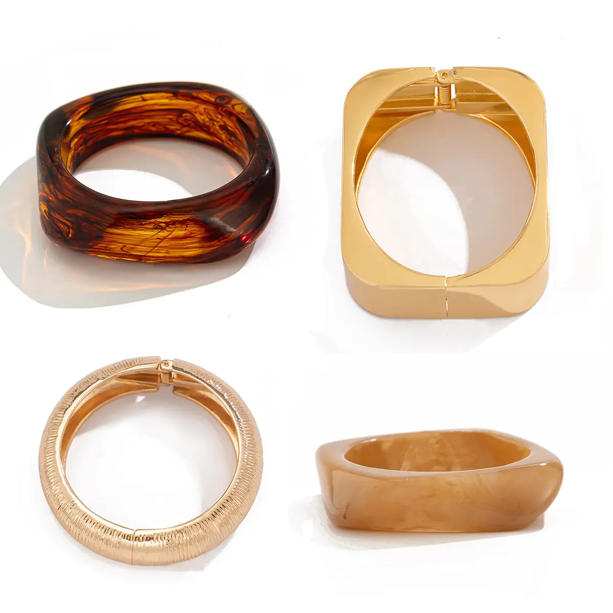Ingemark 2025 Trendy Stacking Resin Bangles for Women Men Hip Hop Irregular Chunky Cuff Bracelets Charm Accessories Jewelry