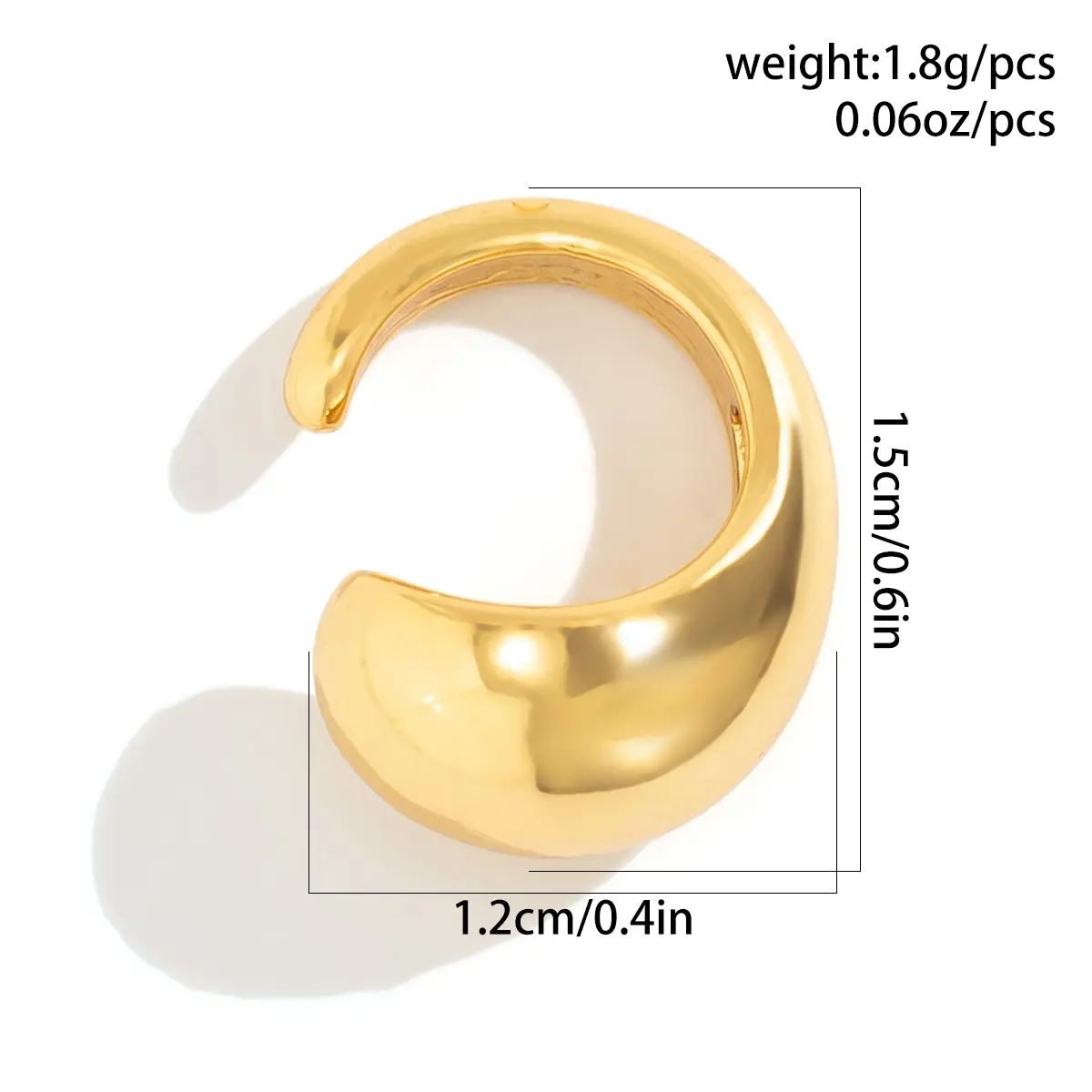 3Pc/Set Goth Geometric Round Clip Earring Women Trendy Glossy C Shape No Piercing Fake Cartilage Ear Cuff Jewelry Accessories