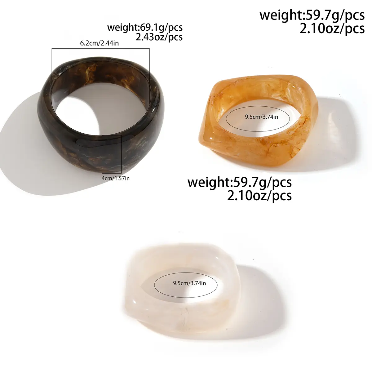 Ingemark Exaggerated Resin Geometric Chunky Bangles for Women on Hand Punk Hip Hop Wide Arm Bracelets Aesthetic Y2K Jewelry Gift