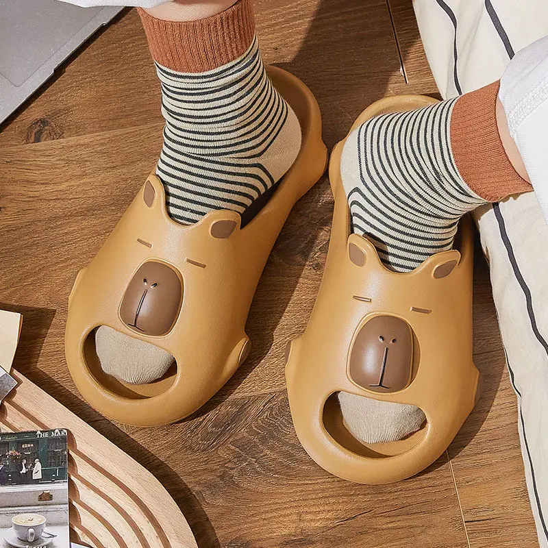 Women Indoor Bathroom Slippers Cute Cartoon Capybara Men Summer Shoes Soft EVA Anti-slip Couples Home Shower Beach Slides