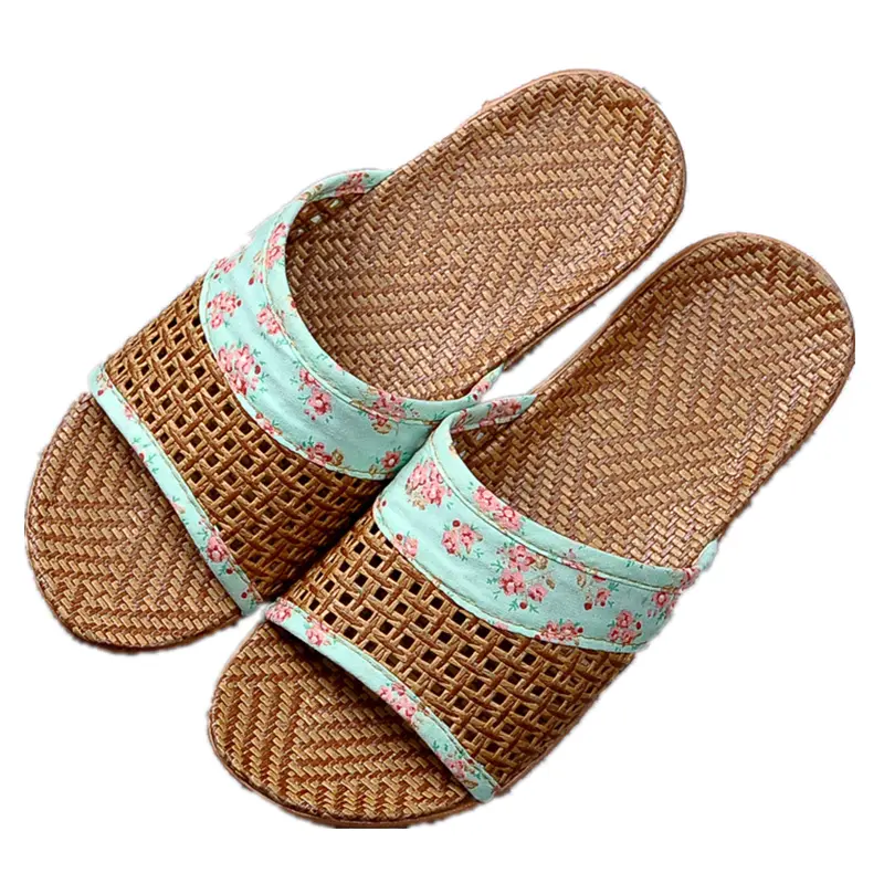 Breathable Straw Mat Shoes Woman Indoor Slippers Anti-slip Lovers Home Linen Slipper Female Male House Floor Slides SH423