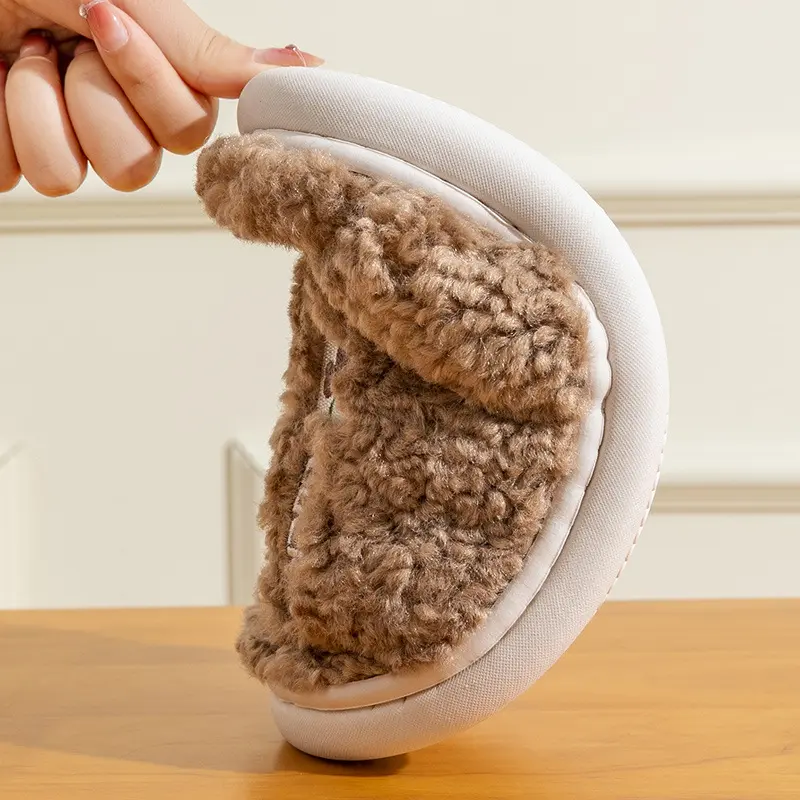 Women Warm Fur Slippers Indoor Home Shoes Couples Fluffy Cotton Slides Soft Plush Anti-slip Female Male House Bedroom Footwear
