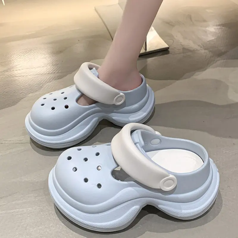 Women Platform Sandals DIY Laceup Fashion Clogs Thick Sole Summer Garden Shoes Ladies Home Street Slippers Beach Wedges Slides