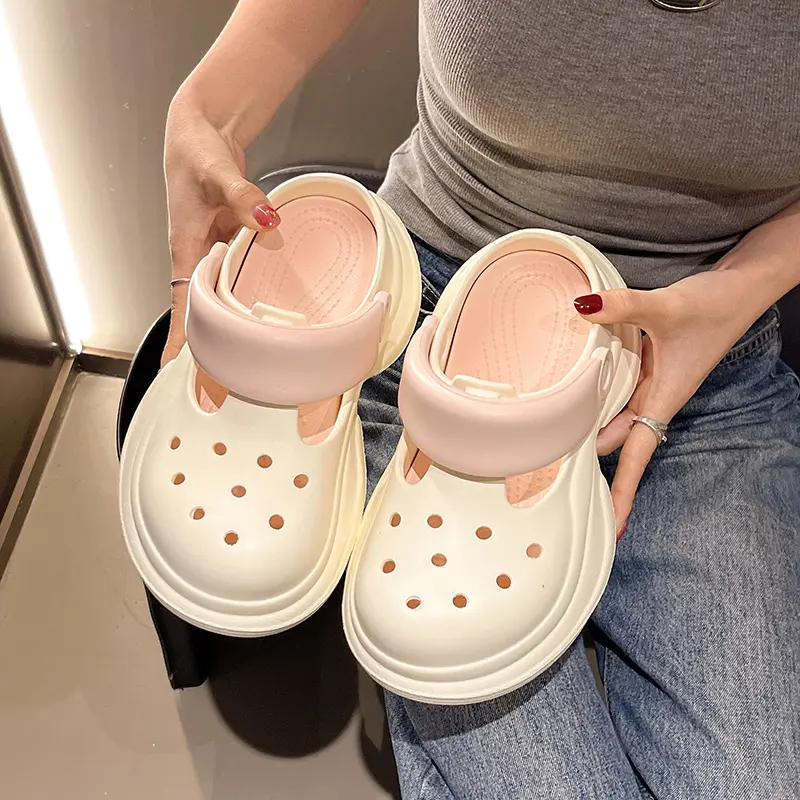 Women Platform Sandals DIY Laceup Fashion Clogs Thick Sole Summer Garden Shoes Ladies Home Street Slippers Beach Wedges Slides