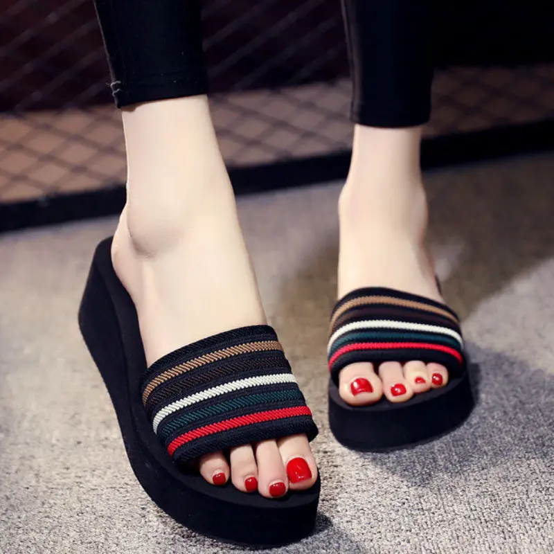 2025 Women Wedge Slippers Summer Platform Shoes Soft EVA Light Weight Girls Home Beach Slides Female Leisure Mid-heel Sandals