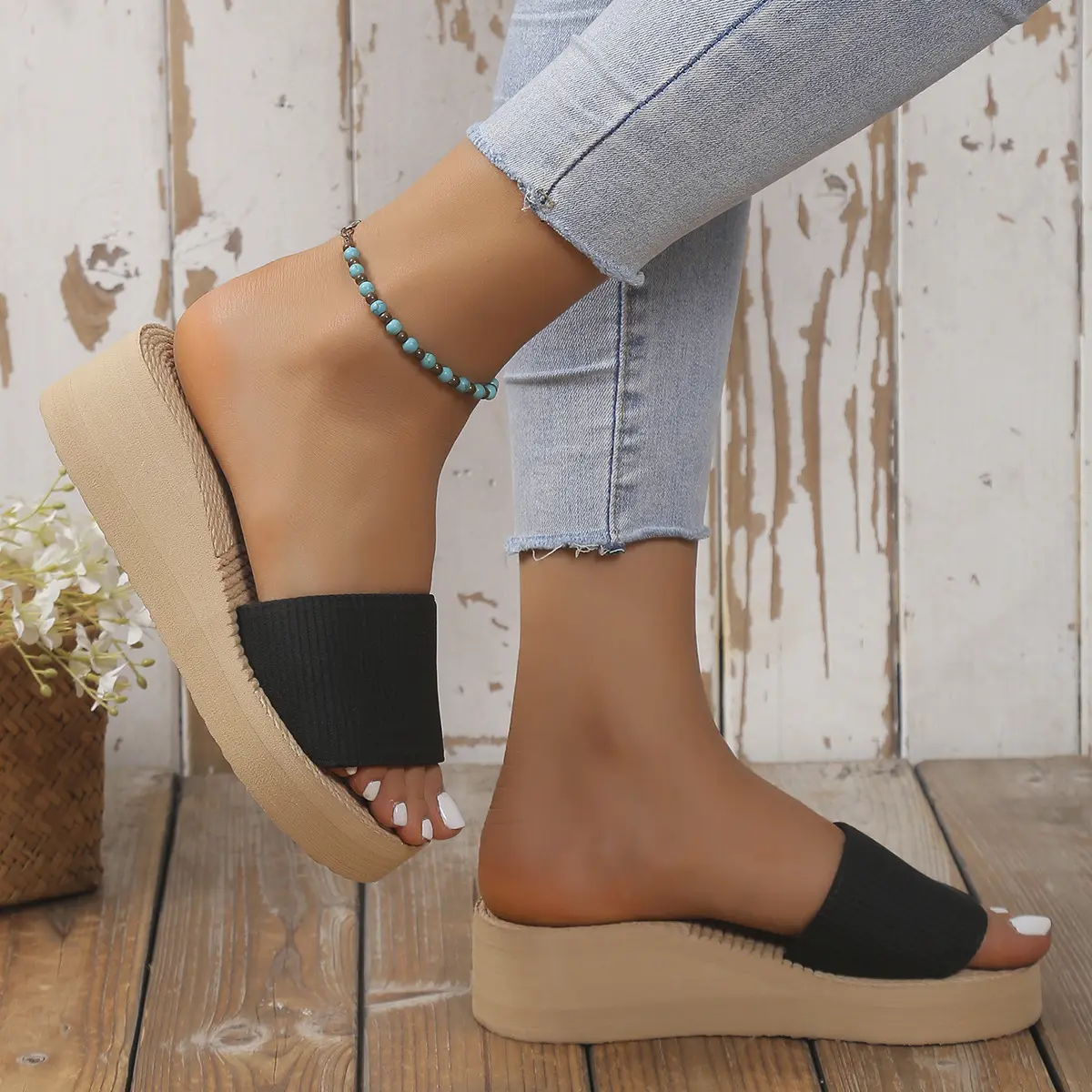 2025 Women Wedge Slippers Summer Platform Shoes Soft EVA Light Weight Girls Home Beach Slides Female Leisure Mid-heel Sandals