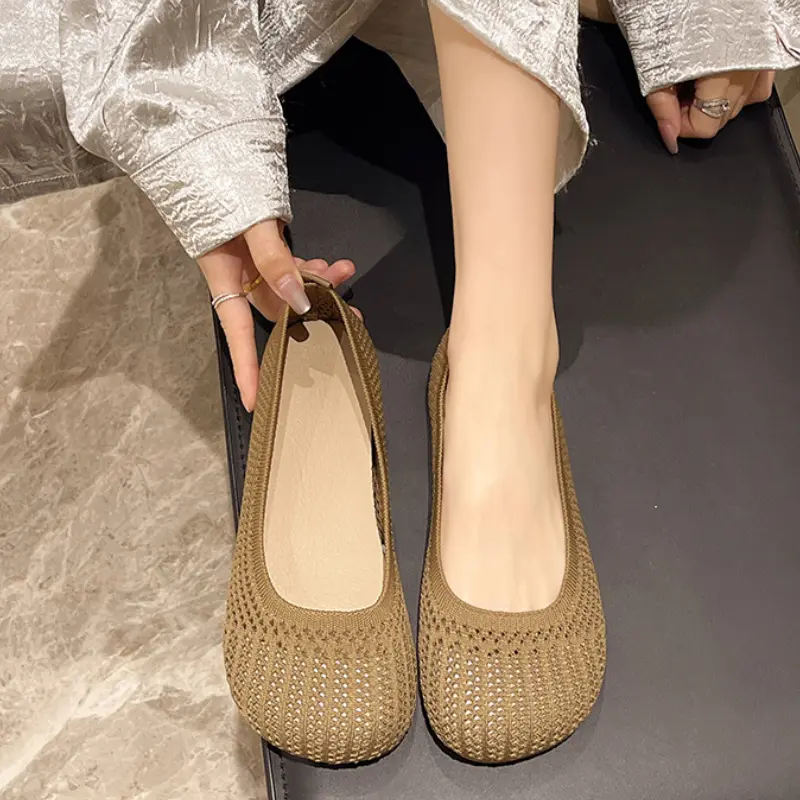 2025 Breathable Mesh Flats For Women Spring Summer Shoes Soft Sole Solid Color Sqaure Toe Female Daily Walking Driving Loafers