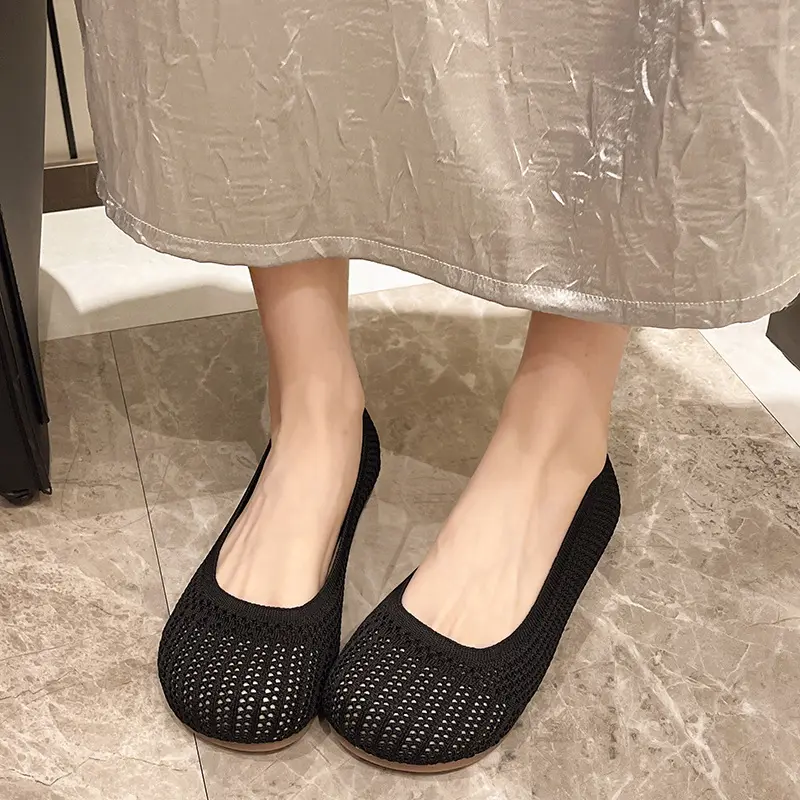 2025 Breathable Mesh Flats For Women Spring Summer Shoes Soft Sole Solid Color Sqaure Toe Female Daily Walking Driving Loafers