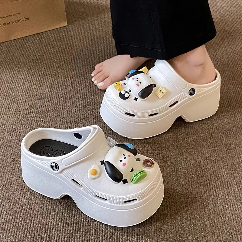 Women Summer Wedges Sandals Cute DIY Cartoon Dog Ladies Fashion Clogs Thick Sole Garden Shoes Girls Indoor Street Slippers