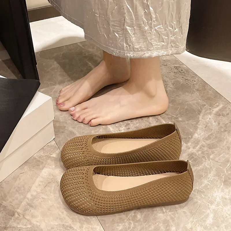 2025 Breathable Mesh Flats For Women Spring Summer Shoes Soft Sole Solid Color Sqaure Toe Female Daily Walking Driving Loafers