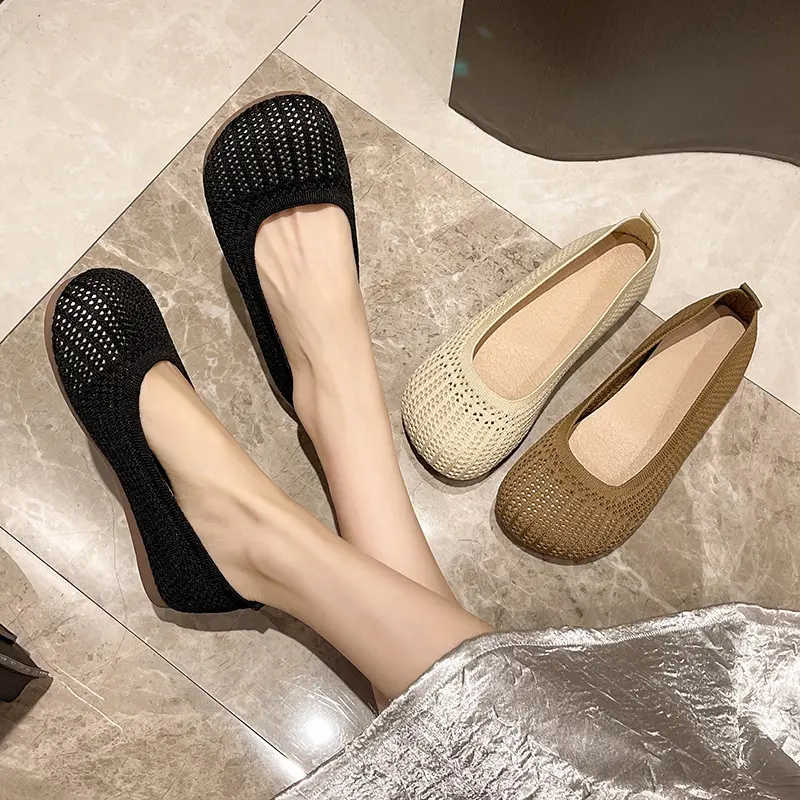 2025 Breathable Mesh Flats For Women Spring Summer Shoes Soft Sole Solid Color Sqaure Toe Female Daily Walking Driving Loafers