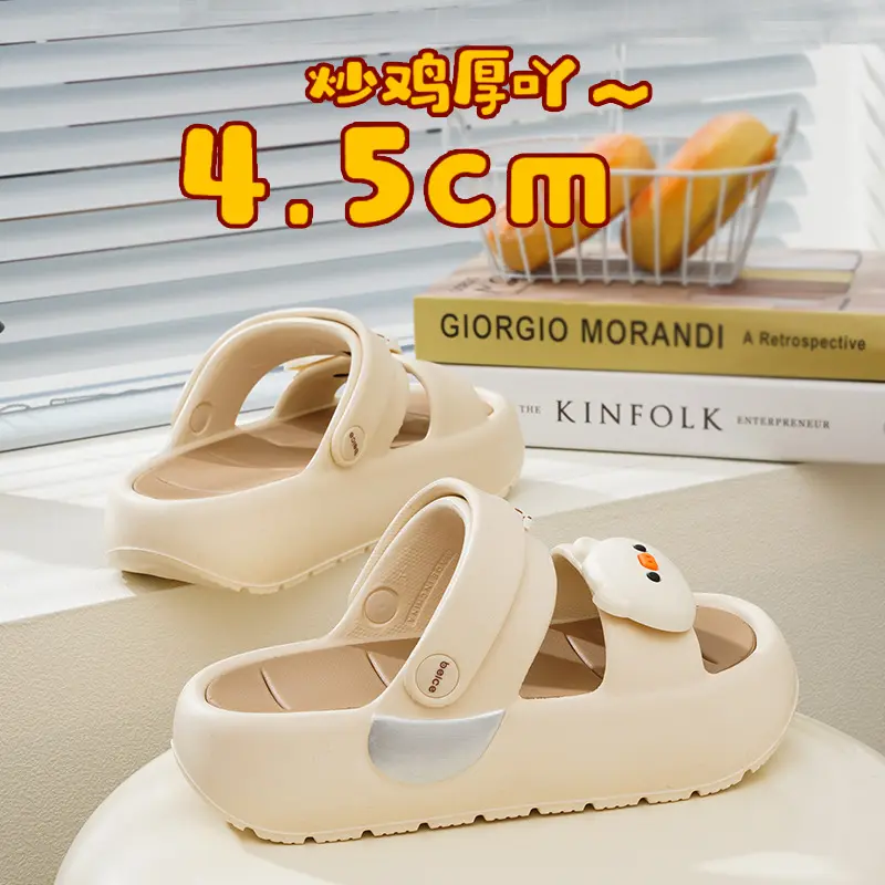 Women Platform Sandals Cute Cartoon DIY Pig Summer  Shoes 2 Way Wear Girls Beach Street Slippers Soft EVA Thick Sole Sandalias
