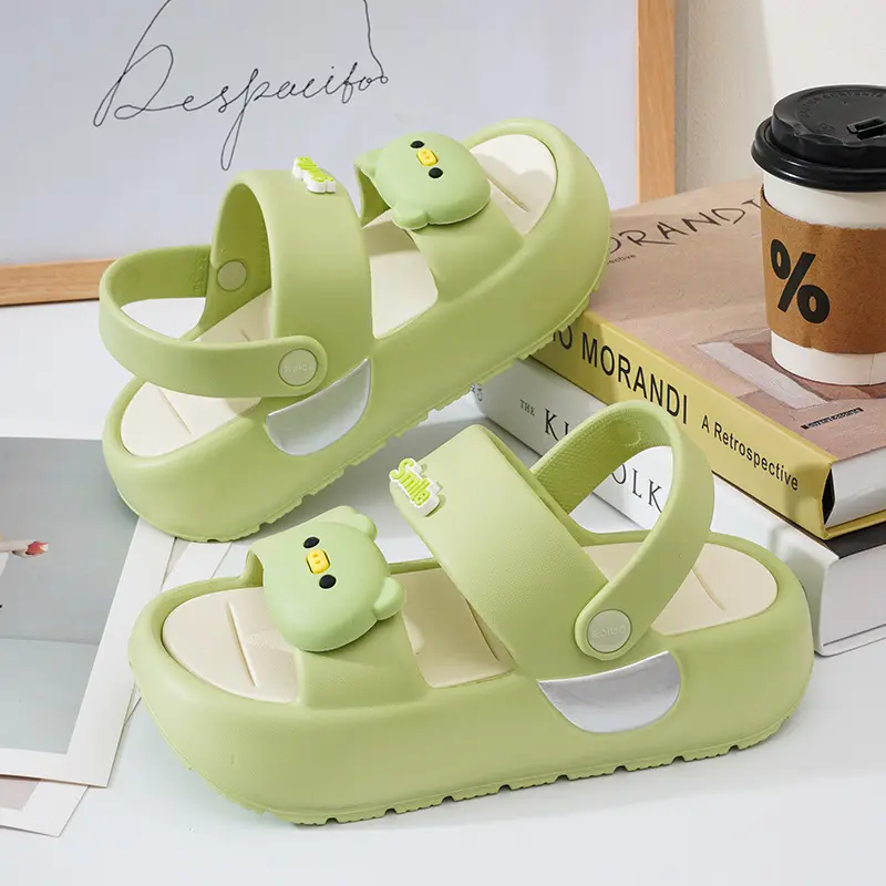 Women Platform Sandals Cute Cartoon DIY Pig Summer  Shoes 2 Way Wear Girls Beach Street Slippers Soft EVA Thick Sole Sandalias