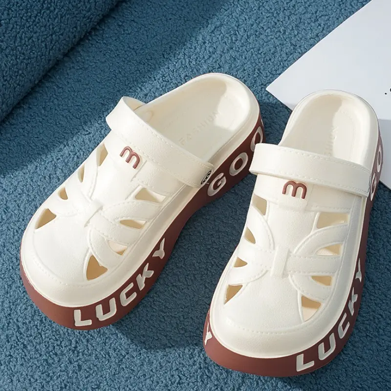 Women Platform Sandals Leisure Clogs Summer Wedges Shoes 2 Way Wear Soft EVA Thick Sole Female Indoor Beach Slippers