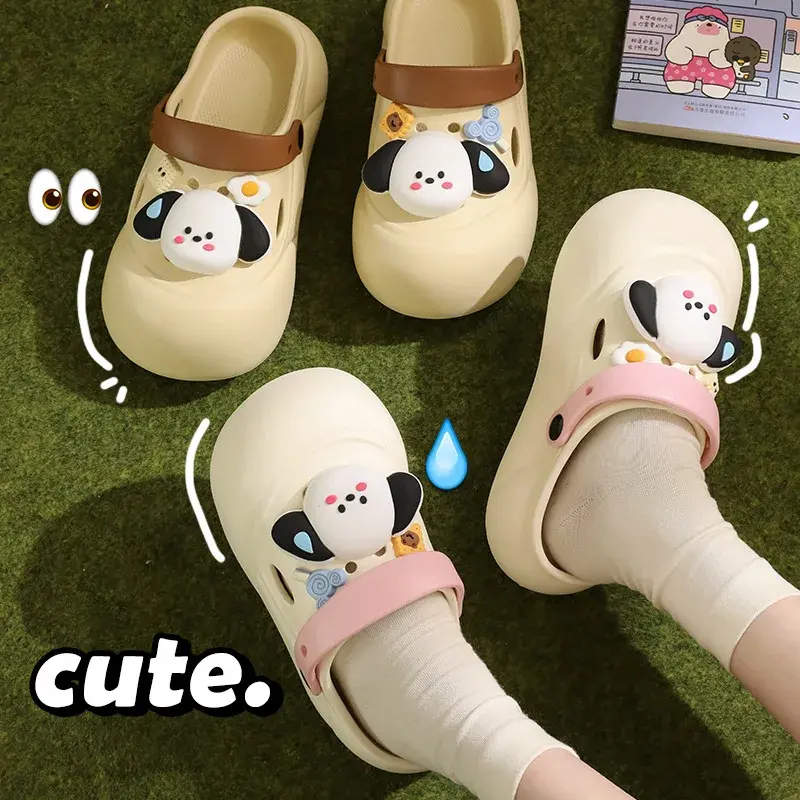 Female Platform Sandals Cute Dog DIY Fashion Clogs New 2025 Summer Shoes Woman Street Beach Slippers Soft EVA  Girls Slides