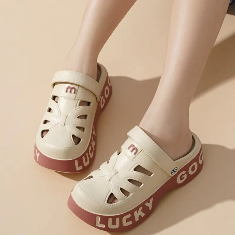 Women Platform Sandals Leisure Clogs Summer Wedges Shoes 2 Way Wear Soft EVA Thick Sole Female Indoor Beach Slippers