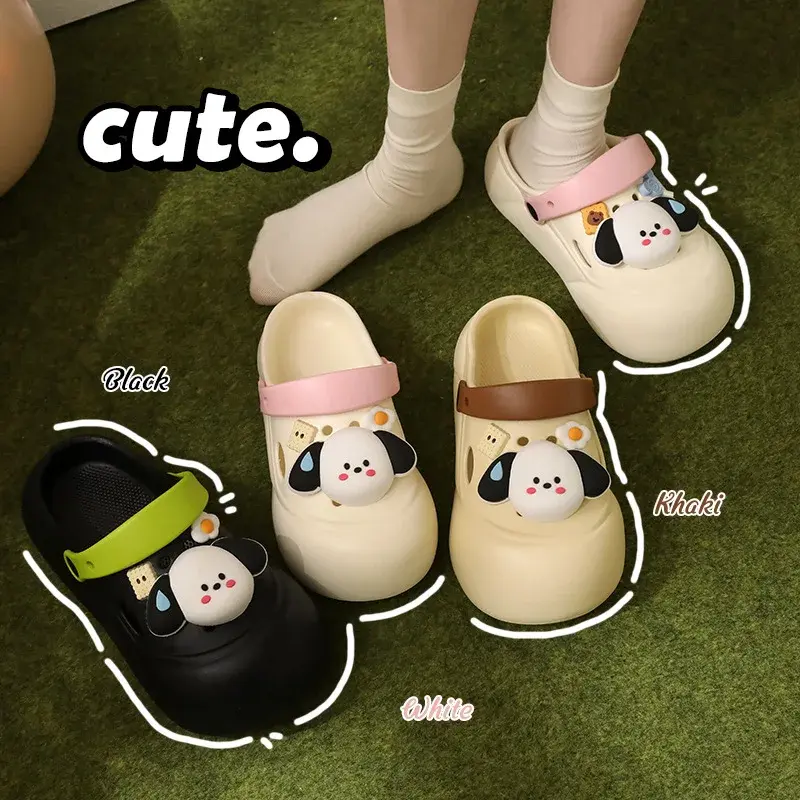 Female Platform Sandals Cute Dog DIY Fashion Clogs New 2025 Summer Shoes Woman Street Beach Slippers Soft EVA  Girls Slides