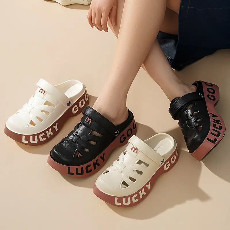 Women Platform Sandals Leisure Clogs Summer Wedges Shoes 2 Way Wear Soft EVA Thick Sole Female Indoor Beach Slippers