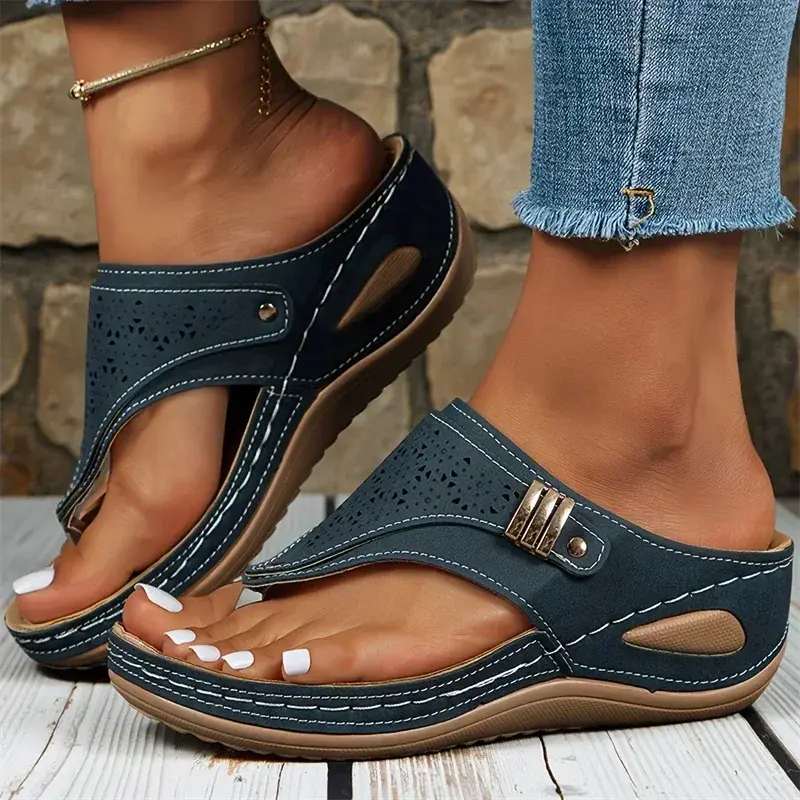 Woman Slippers 2025 New Wedge Sandals Flip Flops Non-Slip Soft Platform Shoes Lightweight Orthopedic Slippers Slides Women