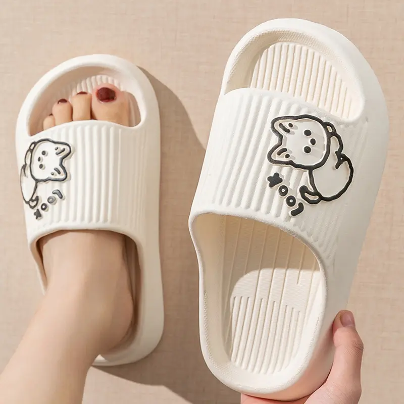 Summer Women Slippers Bath Thick Platform Non-Slip Home Cute Cat Cartoon Flip Flops Beach Sandals Ladies Slides Indoor Outdoor