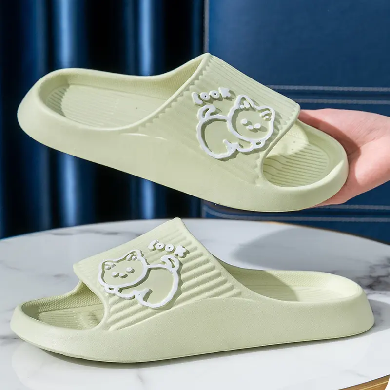 Summer Women Slippers Bath Thick Platform Non-Slip Home Cute Cat Cartoon Flip Flops Beach Sandals Ladies Slides Indoor Outdoor