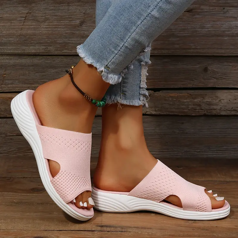 New Women'S Casual Slippers Fashion Fly Woman Mesh Beach Flats Outdoor Polyurethane Light Platform Sandals Sandália Flip Flop