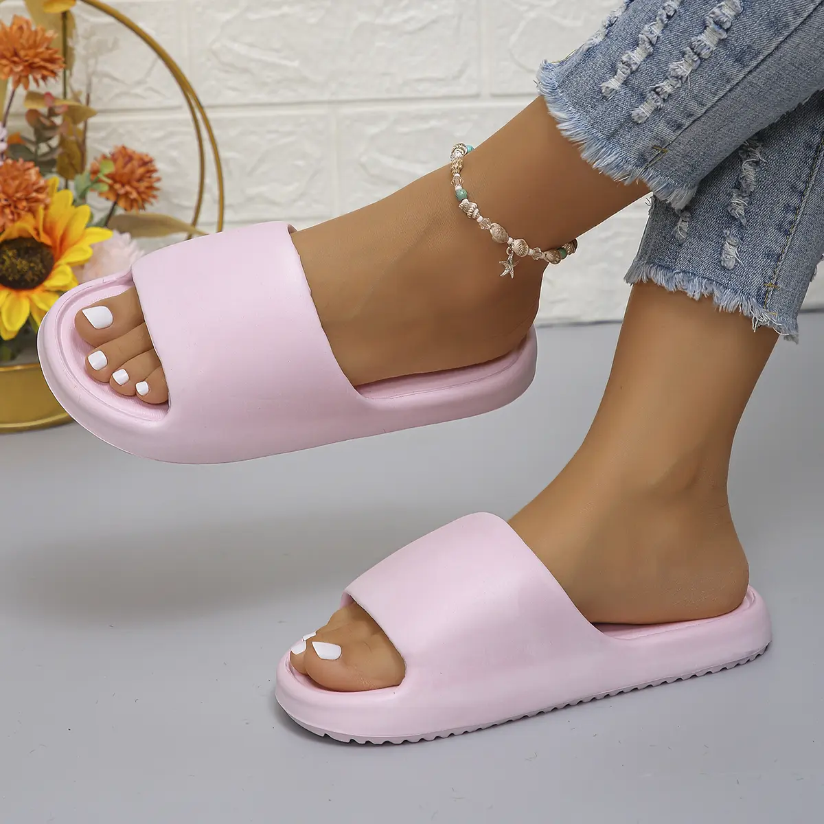 Soft Sole Eva Home Slippers Women Indoor Mute Non Slip Bathroom Slides Woman Lightweight Summer Beach Flip Flops Flat Sandals
