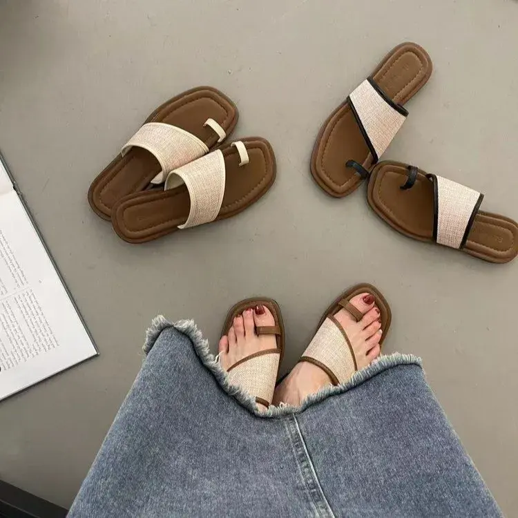 2024 Summer Gladiator Women Slippes Fashion Elegant Soft Sole Flats Slides Shoes Ladies Casual Beach Flip Flops Sandalias