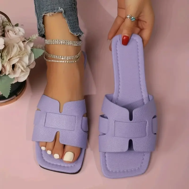 Plus Size Women's Sandals Trendy Knitted Flat Bottom Casual Couple Beach Shoes Summer Outerwear Comfortable Sandals for Women