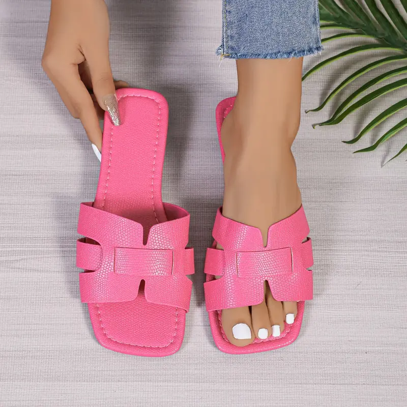 Plus Size Women's Sandals Trendy Knitted Flat Bottom Casual Couple Beach Shoes Summer Outerwear Comfortable Sandals for Women