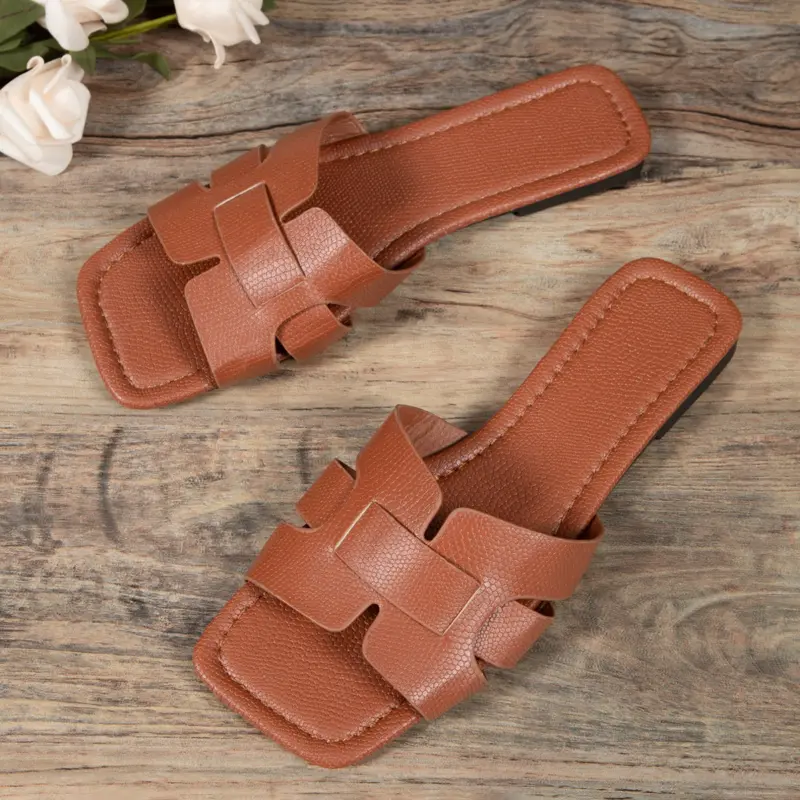 Plus Size Women's Sandals Trendy Knitted Flat Bottom Casual Couple Beach Shoes Summer Outerwear Comfortable Sandals for Women